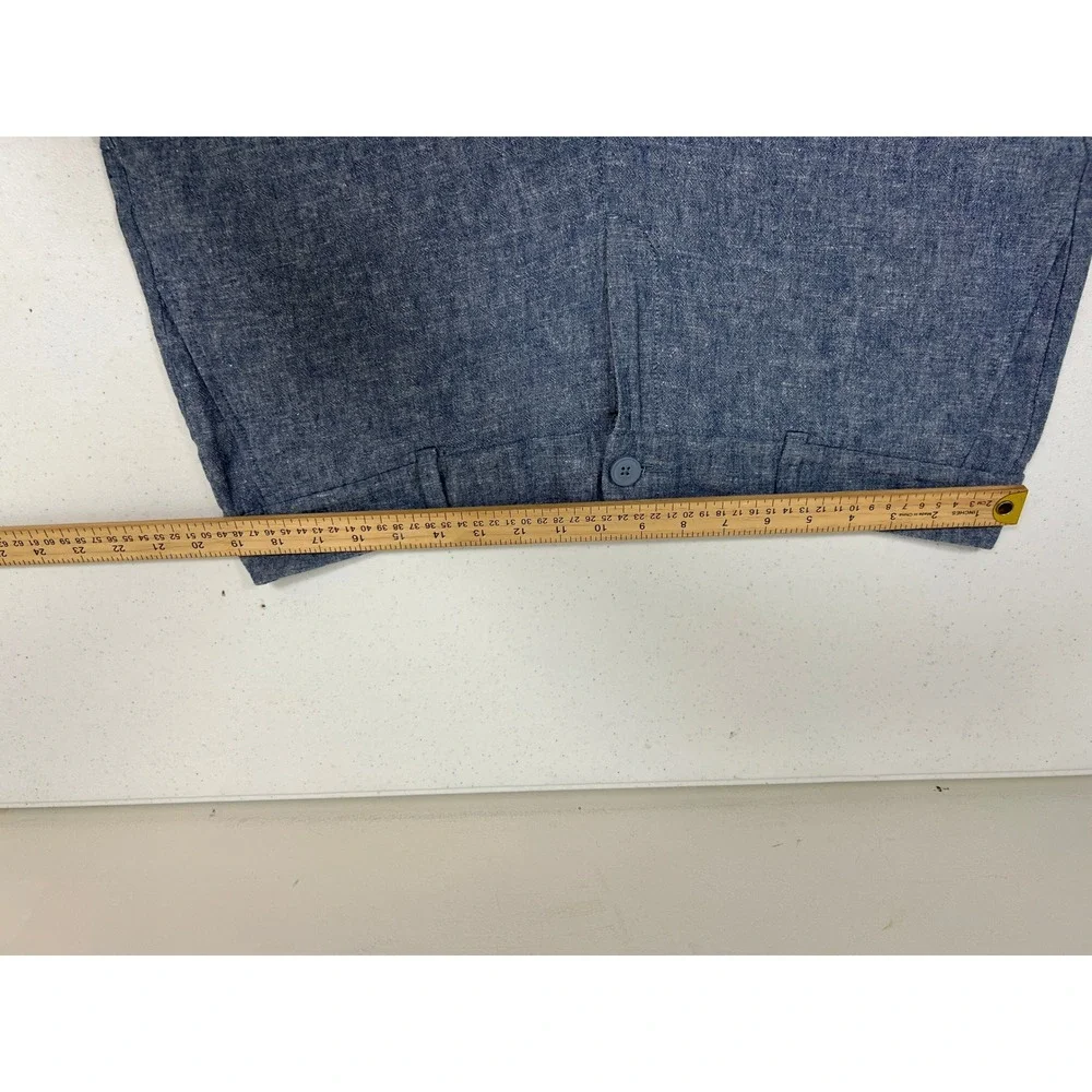 LOFT Outlet Womens Blue Chambray Linen Blend 4 Inch Shorts Size 14 Mid Rise‎